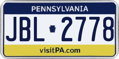 PA license plate JBL2778