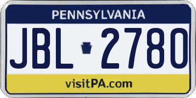 PA license plate JBL2780