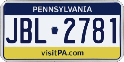 PA license plate JBL2781