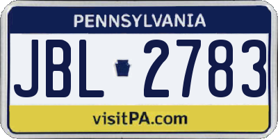 PA license plate JBL2783