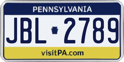 PA license plate JBL2789