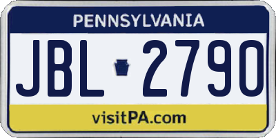 PA license plate JBL2790