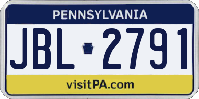 PA license plate JBL2791