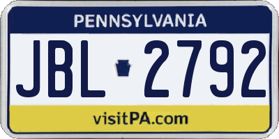 PA license plate JBL2792