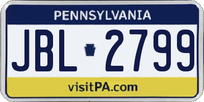PA license plate JBL2799