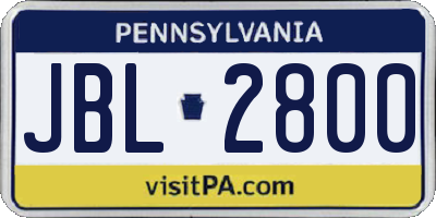 PA license plate JBL2800