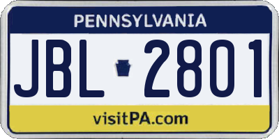 PA license plate JBL2801