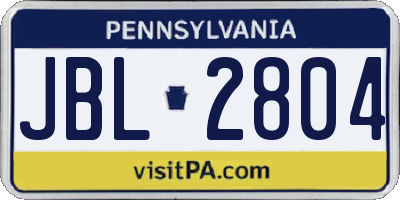 PA license plate JBL2804