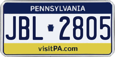 PA license plate JBL2805