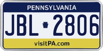 PA license plate JBL2806