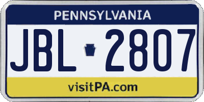 PA license plate JBL2807