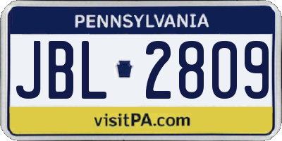 PA license plate JBL2809