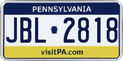 PA license plate JBL2818