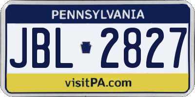 PA license plate JBL2827