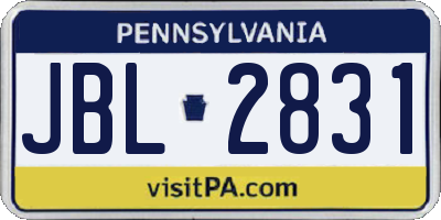 PA license plate JBL2831