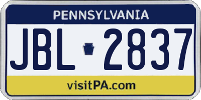 PA license plate JBL2837
