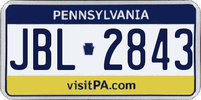 PA license plate JBL2843