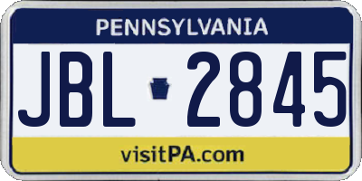 PA license plate JBL2845