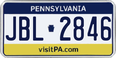 PA license plate JBL2846