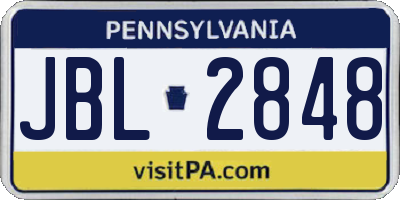 PA license plate JBL2848