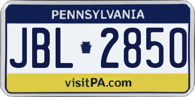 PA license plate JBL2850