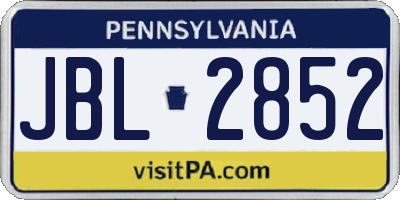 PA license plate JBL2852