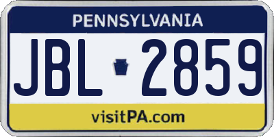 PA license plate JBL2859
