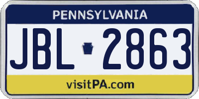PA license plate JBL2863