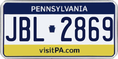 PA license plate JBL2869