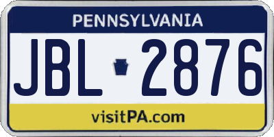 PA license plate JBL2876