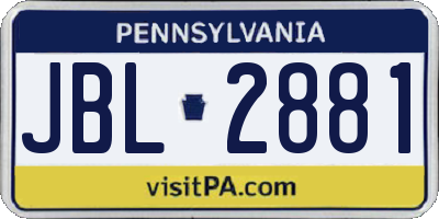 PA license plate JBL2881