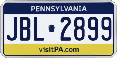 PA license plate JBL2899
