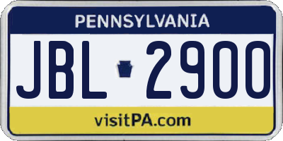 PA license plate JBL2900