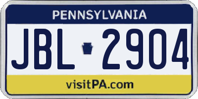 PA license plate JBL2904