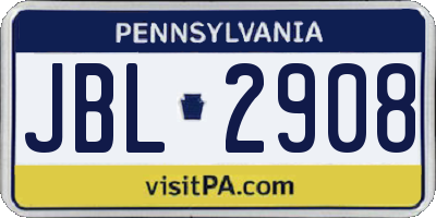 PA license plate JBL2908