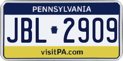 PA license plate JBL2909