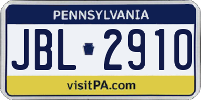 PA license plate JBL2910