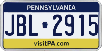 PA license plate JBL2915