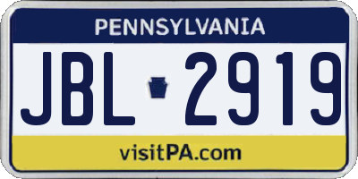 PA license plate JBL2919