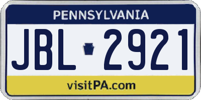 PA license plate JBL2921