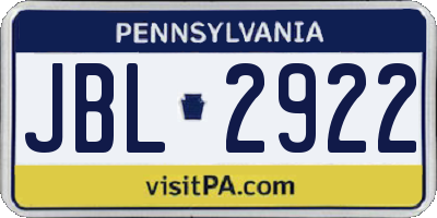 PA license plate JBL2922