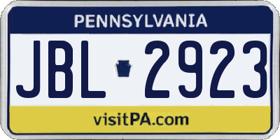 PA license plate JBL2923