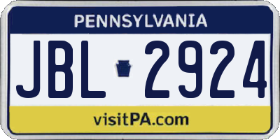 PA license plate JBL2924