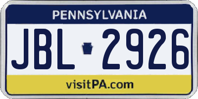 PA license plate JBL2926