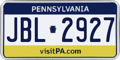 PA license plate JBL2927