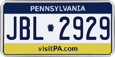 PA license plate JBL2929