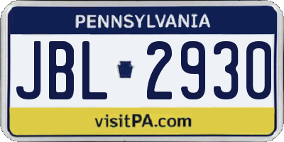 PA license plate JBL2930