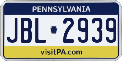 PA license plate JBL2939