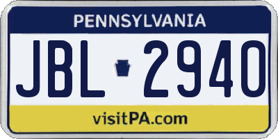 PA license plate JBL2940