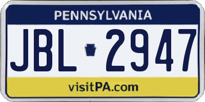 PA license plate JBL2947